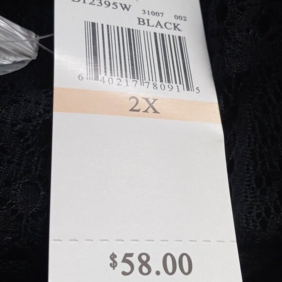 Stay Cozy & Classy: NWT Cable & Gauge 2X Black Textured Long Cardigan with Lace - Picture 9 of 10